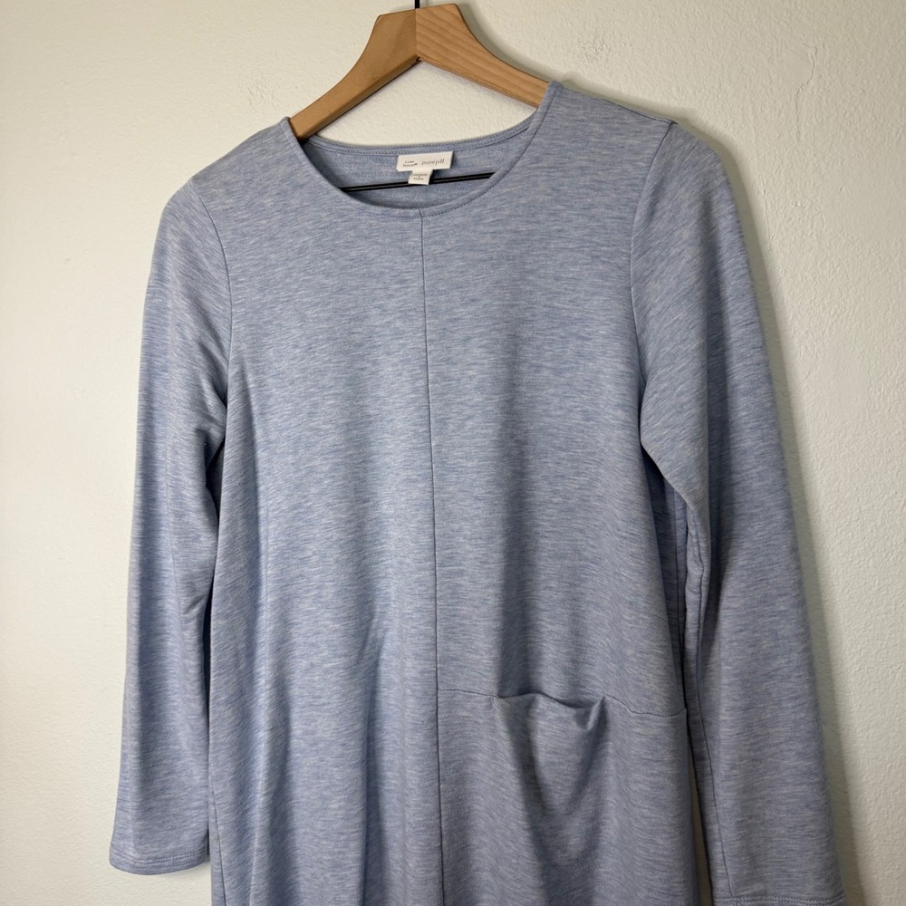 Pure Jill J. Jill - Luxe Tencel Knit Jersey Dress Heathered Baby Blue Petite S - Picture 2 of 8